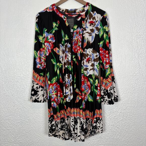 Reborn Floral Long Bell Sleeve Mini Dress NWT Size Medium - Picture 1 of 5